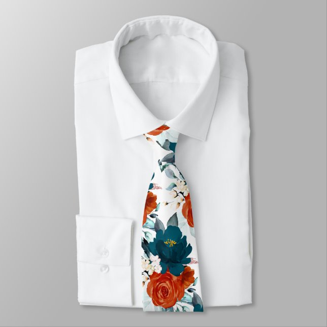 PixDezine H2 Blommor Teal och Rost Orange Slips (Bunden)