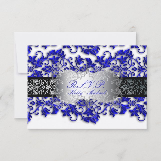 PixDezine osa tanza damask/royal blue (Framsida)