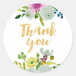 PixDezine vattencolor blommigt/mint ranunculus Runt Klistermärke