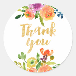 PixDezine vattencolor blommigt/orange ranunculus Runt Klistermärke