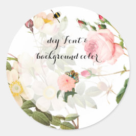 PixDezine vintage ros/peonies/redoute Runt Klistermärke