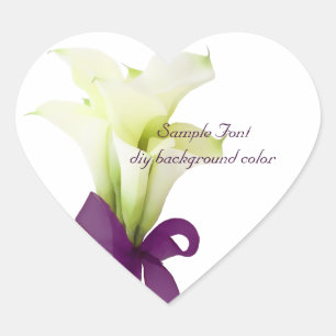 PixDezine vit calla lily/DIY bakgrundsfärg Hjärtformat Klistermärke