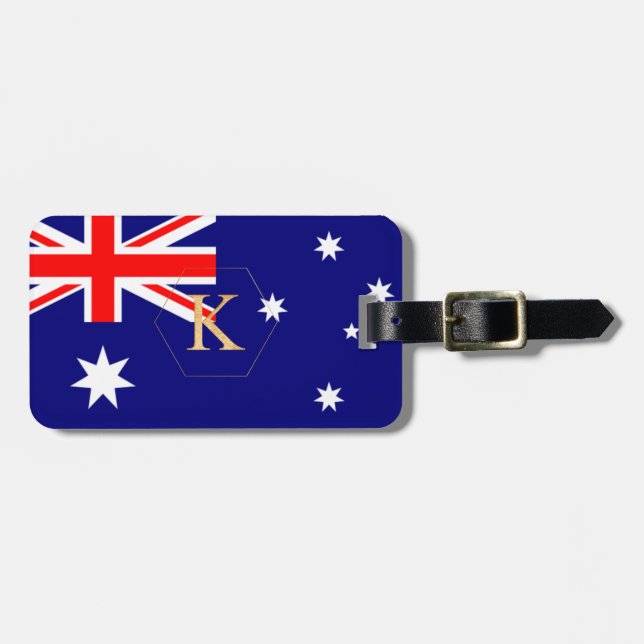 PIXDEZINER AUSTRALIAN FLAGGA + DIY MONOGRAM BAGAGEBRICKA (Horisontell Framsida)