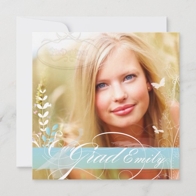 PixDezines 2012 Examen Foto+diy blommor Inbjudningar (Framsida)