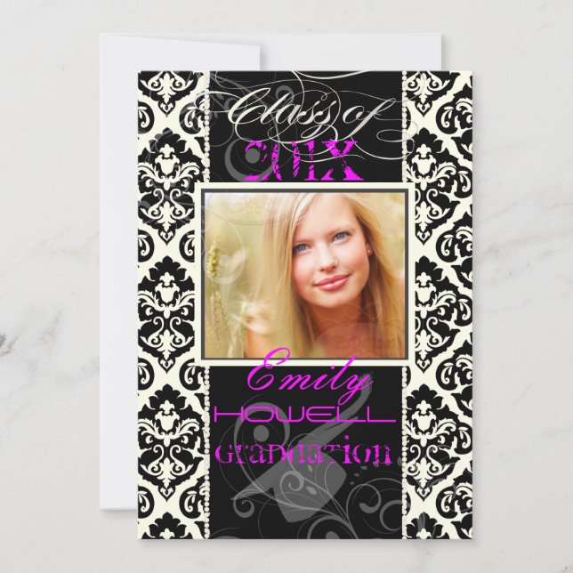 PixDezines 2012 Grads, olivia damask/diy färger Inbjudningar (Framsida)