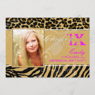 PixDezines 2012 Grads, zebra+cheetah/diy färger Inbjudningar