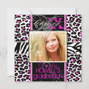 PixDezines 2013 Grads, cheetah print/diy färger Inbjudningar