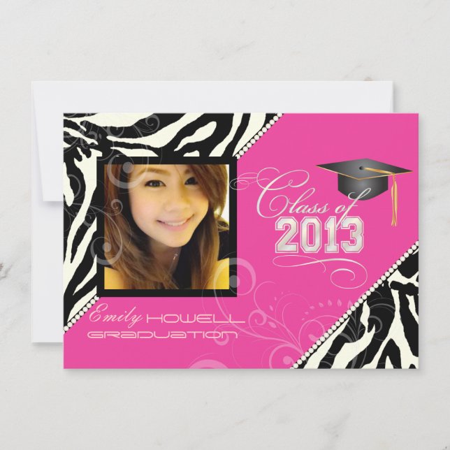PixDezines 2013 Grads, zebra tryck/diy färger Inbjudningar (Framsida)