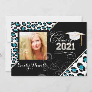 PixDezines 2014 Grads, leopard print/diy färg Inbjudningar