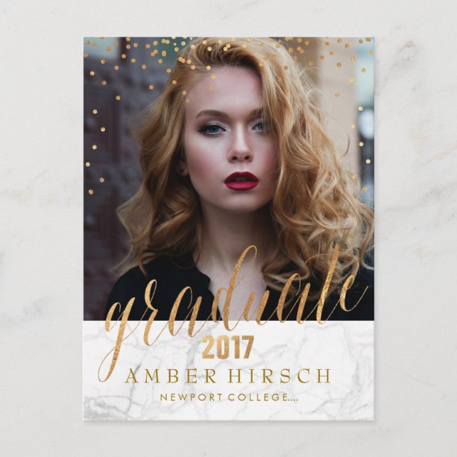 PixDezines 2017 Student Photos/Faux Metallic Guld Meddelande Vykort (Framsida)