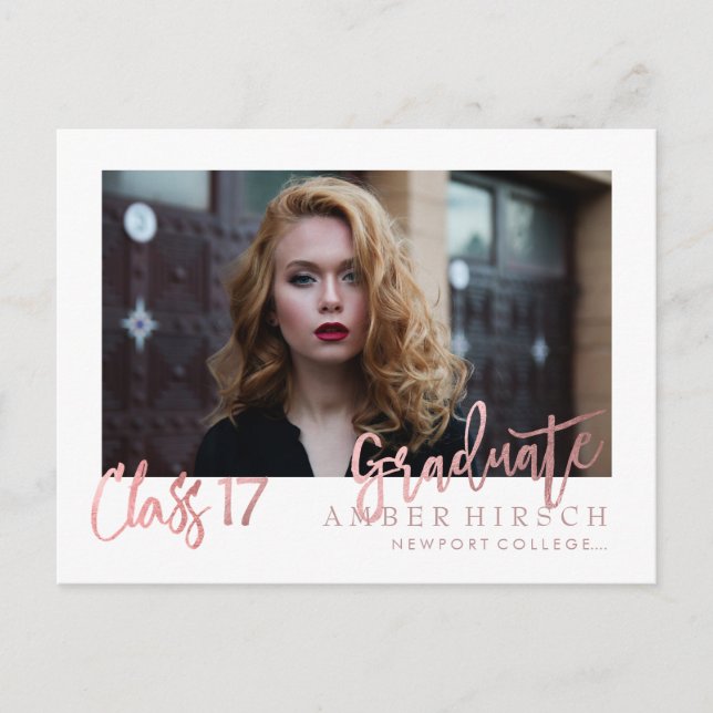 PixDezines 2017 Student Photos/Faux Ro Guld Inbjudan Vykort (Framsida)