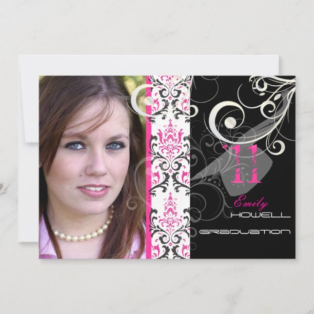 PixDezines 201x Studenten, Rossi Damask Inbjudningar (Framsida)