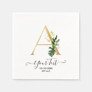 PixDezines A-Z Faux Guld Monogram Tropical Foliage Pappersservett