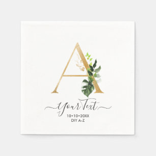 PixDezines A-Z Faux Guld Monogram Tropical Foliage Pappersservett