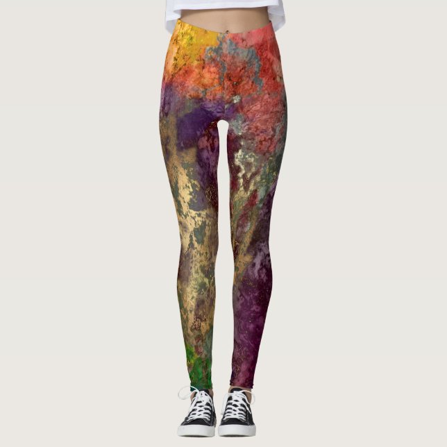PixDezines Abstrakt galax / Kosmisk energi Leggings (Framsida)