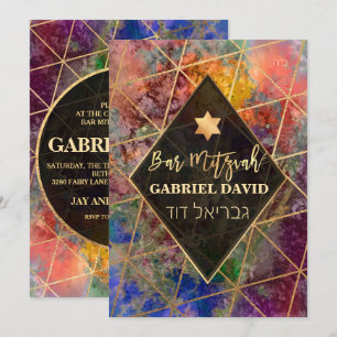 PixDezines Abstrakt Galaxy Bar Mitzvah Inbjudningar