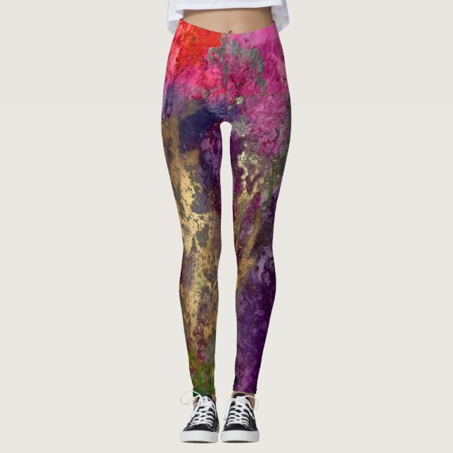 PixDezines Abstrakt Galaxy/Cosmic Energy Leggings (Framsida)