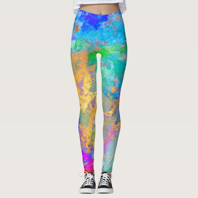 PixDezines Abstrakt Galaxy/Cosmic Energy Leggings (Framsida)