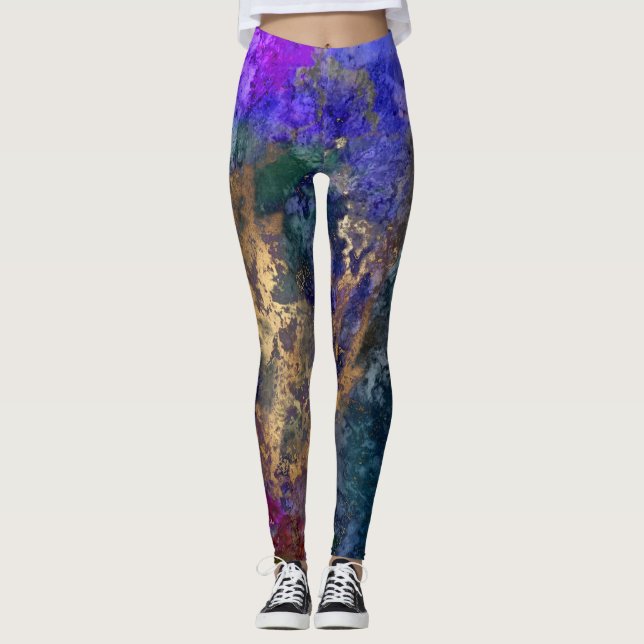 PixDezines Abstrakt Galaxy/Cosmic Energy Leggings (Framsida)