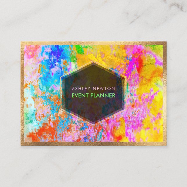 PixDezines Abstrakt Galaxy/Neonfärger Visitkort (Framsida)