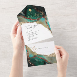 PixDezines Abstrakt Kosmisk Teal Grön Bat Mitzvah