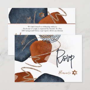 PixDezines Abstrakt OSA Navy Copper Bat mitzvah ✡ Kort