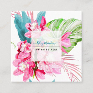 PixDezines akvarell rosa Kona Cymbidium Fyrkantigt Visitkort