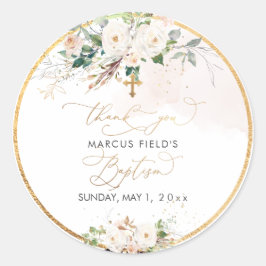 PixDezines akvarell rosafärgade rosor Dop Runt Klistermärke