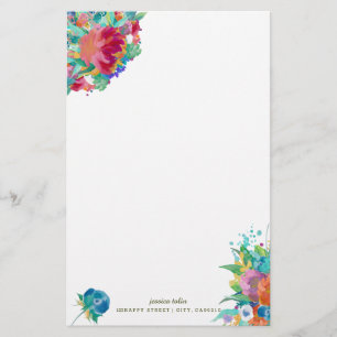 PixDezines akvarellblommor/Gör-det-själv-bakgrund Brevpapper