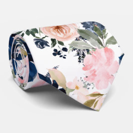 PixDezines akvarellblommor marinblå rosa Slips