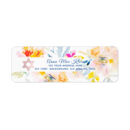 PixDezines akvatellblommor, rosor i blekrosa nyan Returadress Etikett
