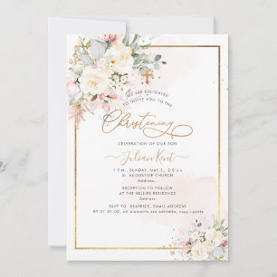 PixDezines Alabaster Ro Christening Inbjudningar