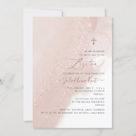 PixDezines Alcohol Dusty Rosa ros Guld Baptism Inbjudningar