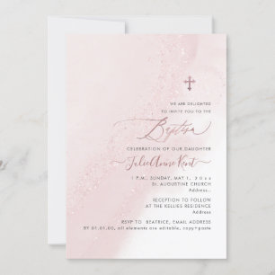 PixDezines Alcohol Rosa ros Guld-baptism Inbjudningar