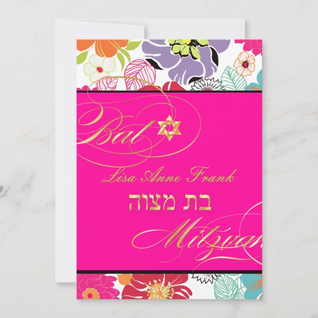 PixDezines Alegre, Bat mitzvah/ DIY färg Inbjudningar (Framsida)