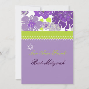 PixDezines ALEGRE RETRO-BLOMMIGT BAT MITZVAH Inbjudningar