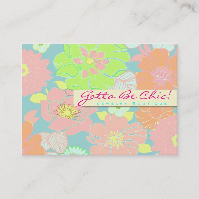 PixDezines Alegre Retro Blommigt, Pastel/DIY färg! Visitkort (Framsida)