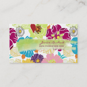 PixDezines alegre retropiska blommor/DIY färg Visitkort