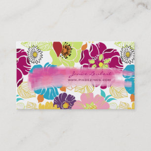 PixDezines alegre retropiska blommor/DIY färg Visitkort