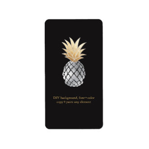 PixDezines Aloha Ananas Falska Folie Vinsetiketter Adressetikett