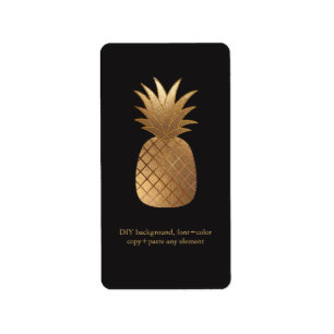 PixDezines Aloha Ananas Falska Guld Vinsetiketter Adressetikett