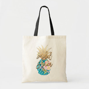 PixDezines Aloha Ananas+Falskt Guld+Aqua Tygkasse