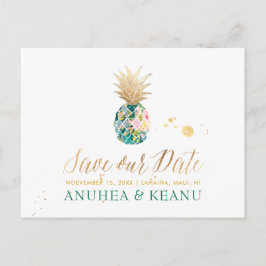 PixDezines Aloha Ananas/Mörk Teal/Spara datumet Meddelande Vykort