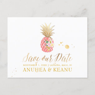 PixDezines Aloha Ananas/Rosa/Spara datumet Meddelande Vykort