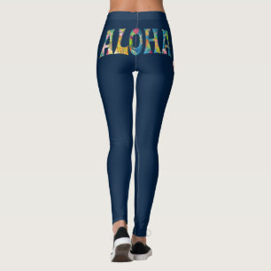 PixDezines Aloha Hawaii/Gör-din-eget bakgrundsfärg Leggings