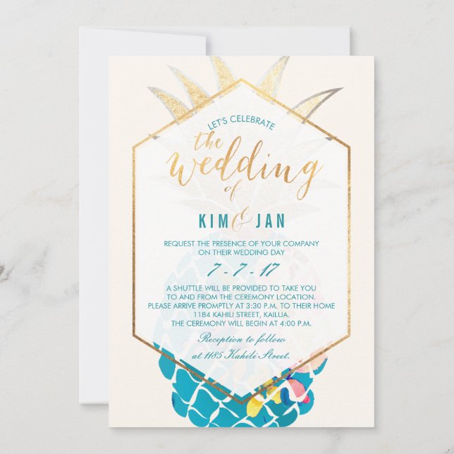 PixDezines Aloha Hawaiian Pineapples/DIY Färg Inbjudningar (Baksida)