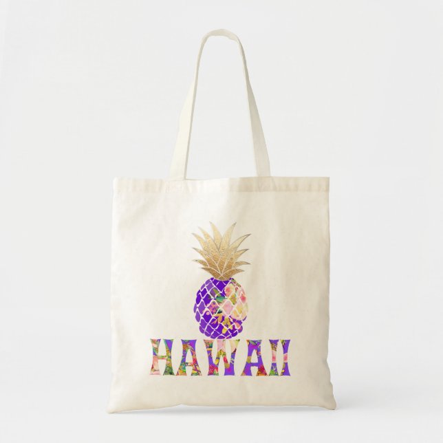 PixDezines Aloha Pineapple+Falskt Guld Tygkasse (Framsidan)