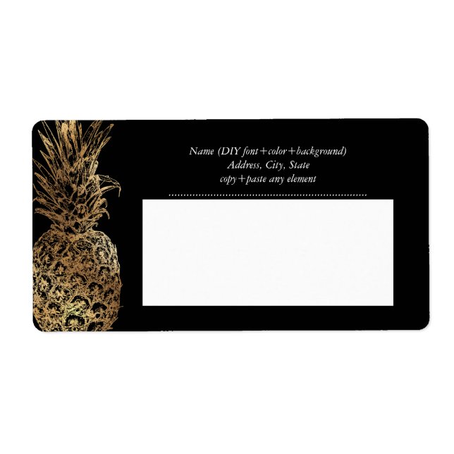 PixDezines Aloha Pineapple+Faux Guld Fraktsedel (Framsidan)