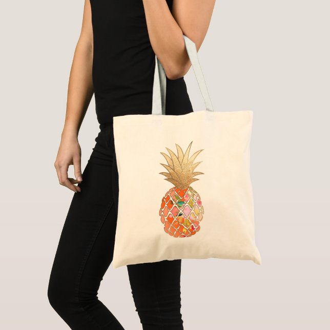 PixDezines Aloha Pineapple+Faux Guld Tygkasse (Framsida (produkt))