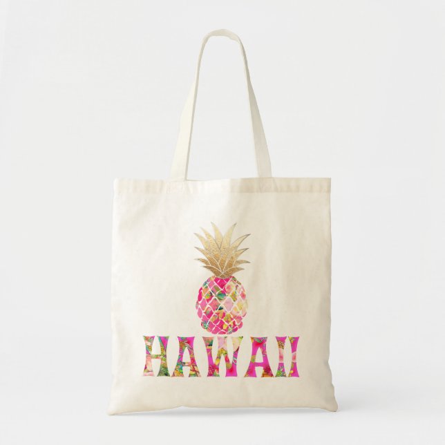 PixDezines Aloha Pineapple+Faux Guld Tygkasse (Framsidan)